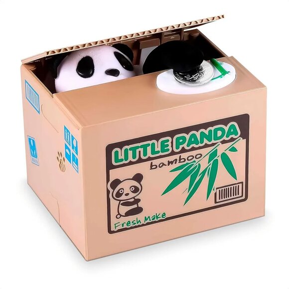 Little Panda Bamboo Piggy Bank - Picture 1 of 8